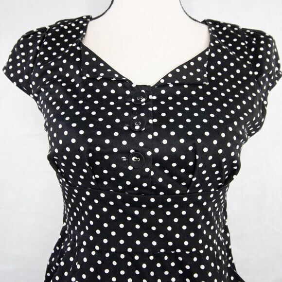 Vintage Cotton Polka Dot black and white dress - Picture 6 of 15